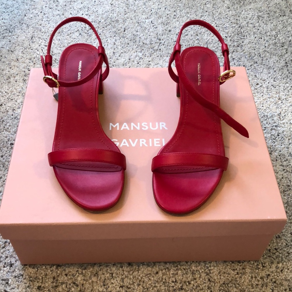 Mansur Gavriel Red Heeled Sandals